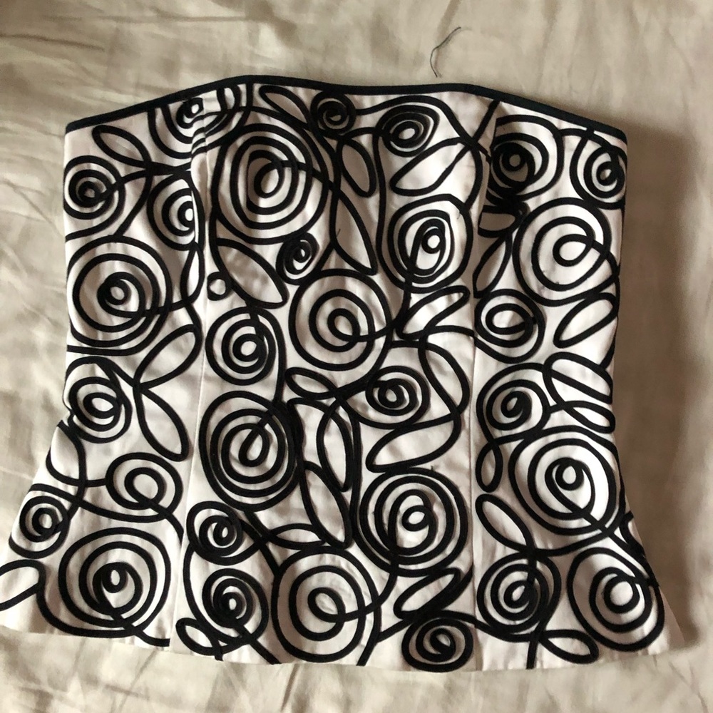White Black Spiral Corset Top